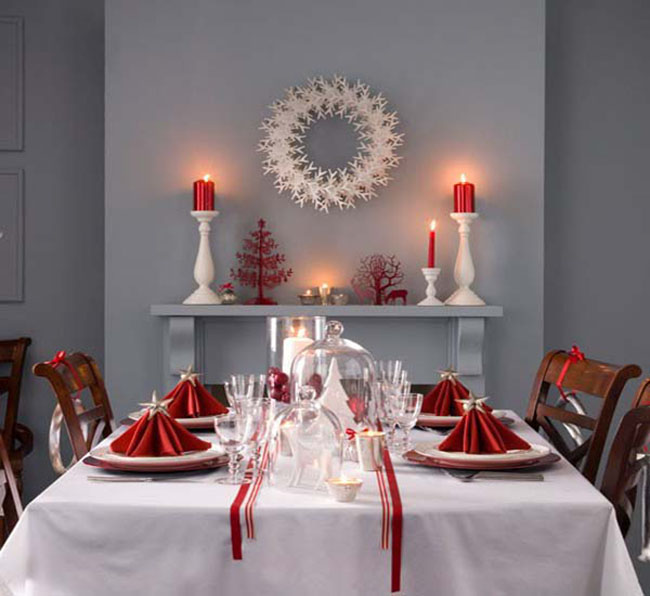 Modern Scandinavian at Christmas Dining Table Decorations